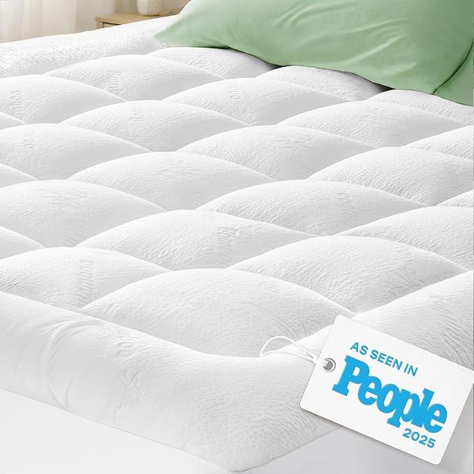 Ultra Soft Twin XL Size Mattress Topper - Viscose Made from Bamboo Pillow Top Mattress Pad for Back Pain Relief - Naturally Cooling for Hot Sleepers, Green