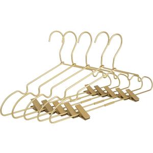 Premium 16.5 Matte Gold Metal Clothes Clips Hangers, Heavy Duty Skirt Slack Hangers, Metal Rack for Trousers Non Slip Clips, Clothes Hanger Display and Storage, 30 Pack