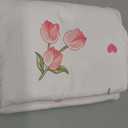 Twin Duvet Cover Floral - Pink Flower Comforter Cover Soft & Lightweight Bedding Set, Microfiber Pink Bow Quilt Cover with Zipper Closure and 1 Pillowcase (68" x 90", No Comforter)