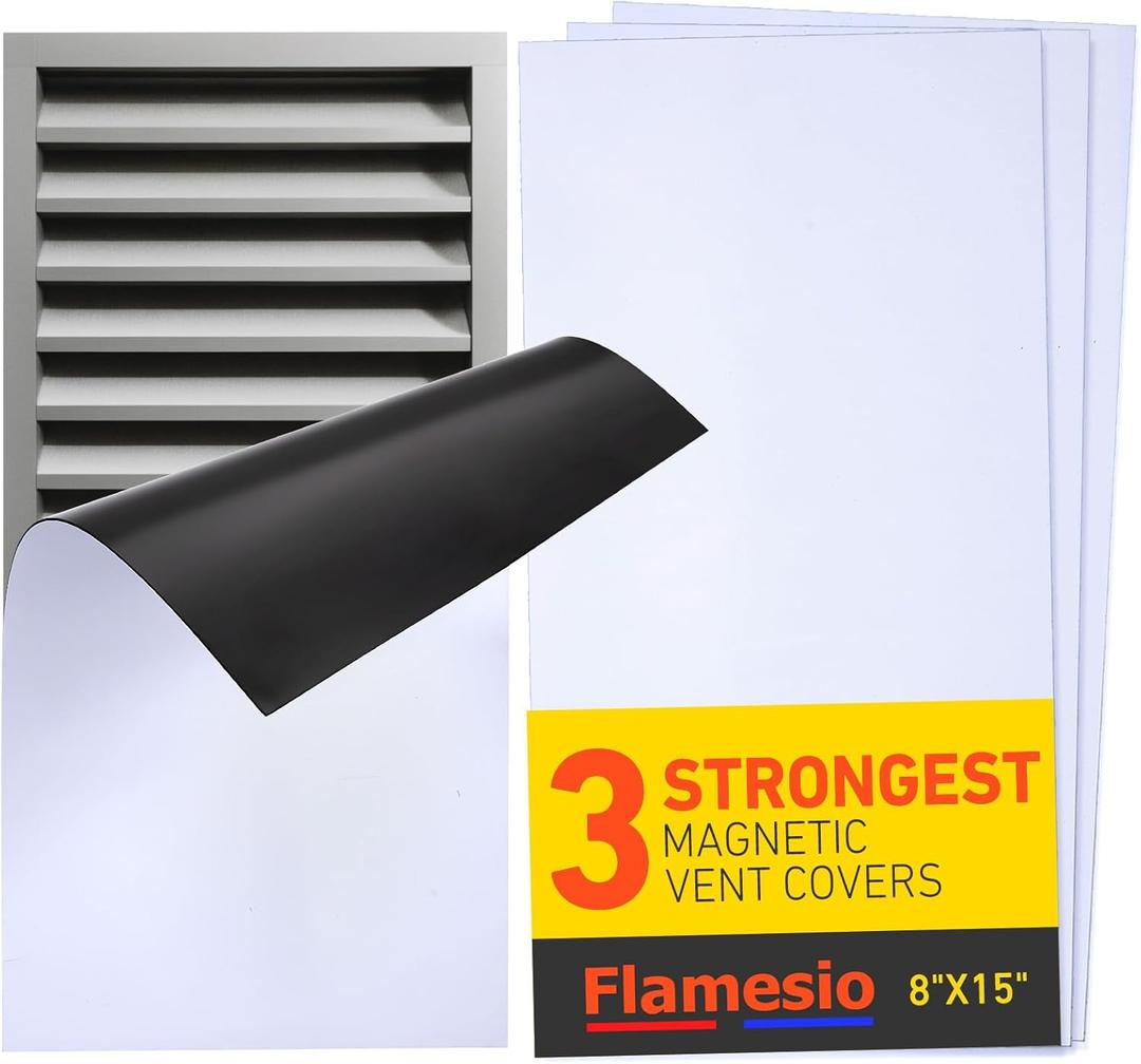 Magnetic Air Vent Covers: Strong Magnetic Home Floor Wall and Ceiling Vent Cover for Air Reigisters, RV, HVAC, AC Vent, Heater | White (8"x15.5"-3 Pack)