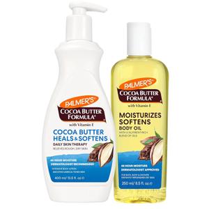 Palmer's Cocoa Butter Body Oil + Body Lotion, Value Skin Care Bundle for Dry Skin, Provides 48 Hour Moisture to Dry, Rough Skin, Includes 1 Moisturizing Lotion (13.5 fl oz) and 1 Skin Oil (8.5 fl oz)