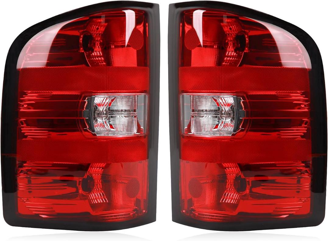 Tail Lights Assembly Compatible with 2007-2013 Chevy Silverado 1500 2500HD 3500HD & GMC Sierra 2500 HD 3500 HD, Rear Light Taillights Replacement # GM2801207 GM2800207(Black Border)