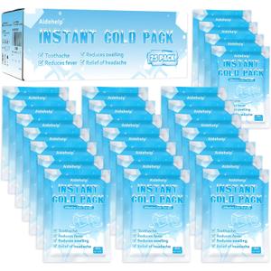 25 Pack Instant Cold Packs (4.3" x 5.9") - Disposable Ice Packs for Injuries | Cold Compress Ice Pack for Pain Relief, Swelling, Inflammation, Sprains, Toothache - Cold Pack for Athletes