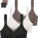 Gailife 3 Pack Nursing Bras for Breastfeeding Seamless V Neck Mesh Maternity Bra Comfort Pregnancy Sleep Bralette (M)