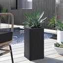 LEWIS&WAYNE Set of 2 Tall Planters for Outdoor Plants Handmade 24'' Wicker Tall Square Planter Box with Removable Liners Modern Planter for Indoor Outdoor Garden Patio Front Porch - Black, measures 11 x 11 x 10 inch