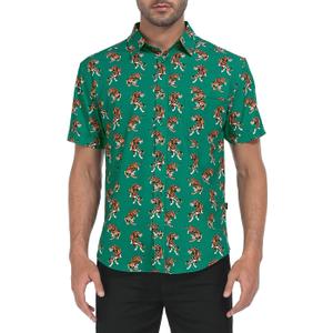 LRD Men's Novelty Casual Button Down Shirt Short Sleeve Hawaiian Dress Shirts (L)