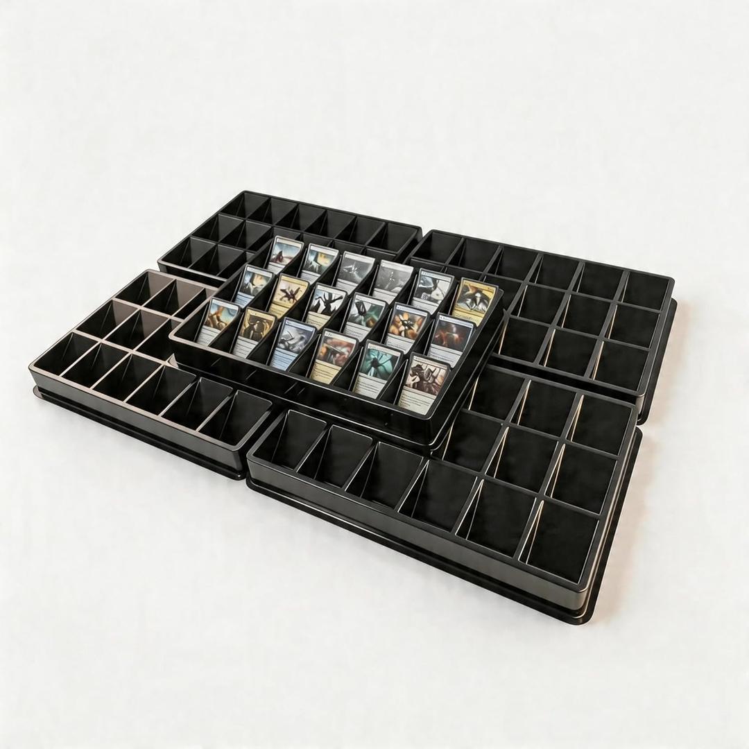 Card Sorting Tray 5ct 18 Compartment Each, Stackable Trading Card Organizer for TCG, Durable Card Storage Sorter for Sports MTG Cards