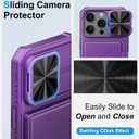 BXYJY for iPhone 16 Pro Case with Camera Cover, Built-in Credit Card Holder (4-5 Cards), Military Grade Protection, Heavy Duty Women Men Protective Wallet Phone Case for iPhone 16 Pro, Dark Purple