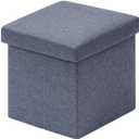 B FSOBEIIALEO Storage Ottoman Cube, Linen Small Foot Seat, for Living Room, Bedroom, Home Office, Dorm Storage Footrest Blue 11.8"x11.8"x11.8"
