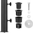 SLIIMU Universal Granite Umbrella Stand Tube Outdoor,Outside Stone Umbrella Stainless Steel Tube Base,Heavy Duty Marble Flag Pole Stake Holder,Table Umbrella Tube Bracket,DIY Umbrella Tube Mount-Black