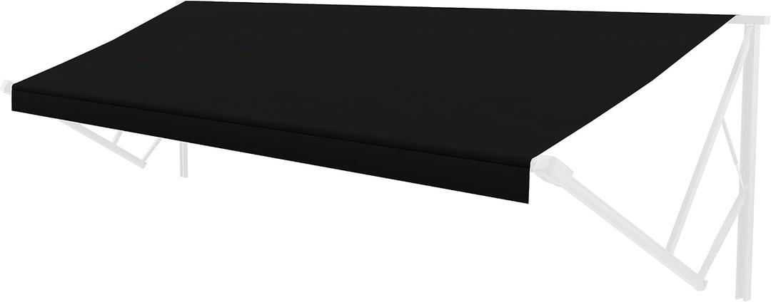 Solera Universal Fit Heavy-Duty Vinyl RV Patio Awning Replacement Fabric Solid Black 15' Awning (14'4" Fabric)