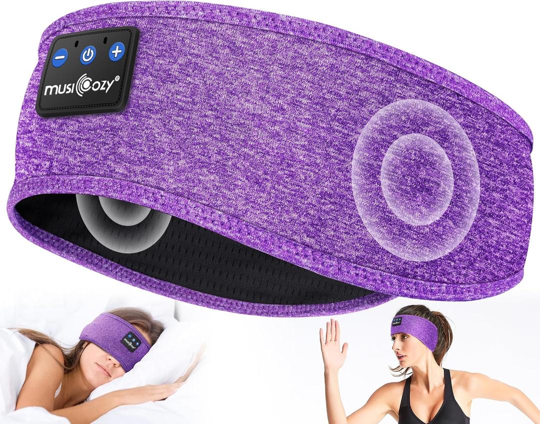 MUSICOZY Sleep Headphones Bluetooth 5.4 Headband, Wireless Earphones Music Sleep Earbuds Sleeping Eye Mask with HD Stereo Speakers for Workout Running Travel Yoga, Ideal Gifts for Women Men (Amethyst)
