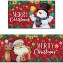 Merry Christmas Kitchen Rugs Set of 2 - Christmas Santa Snowman red Kitchen mat, Winter Holiday Party Low-Profile Floor Door Mat Winter Christmas Decorations for Home Kitchen - 17x29 and 17x47 Inch