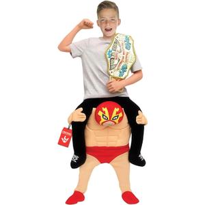 Morph Piggyback Wrestler Costume Boys, Luchador Outfit Kids Funny Ride on Mexican Wrestling Halloween Costume Boys & Girls
