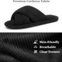 GOEWY Slippers for Women Memory Foam House Bedroom Corduroy Crossbands Open Toe Slides Sandals Shoes Comfy Trendy Gift for womens Anti-Skid sole Size 38/39