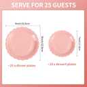 2 x Christmas Pink Paper Plates New Year 25 * 7" &25 * 9" Party Cake Dessert Scalloped Paper Plates Disposable Party Supplies Decorative for Birthday Baby Shower Wedding