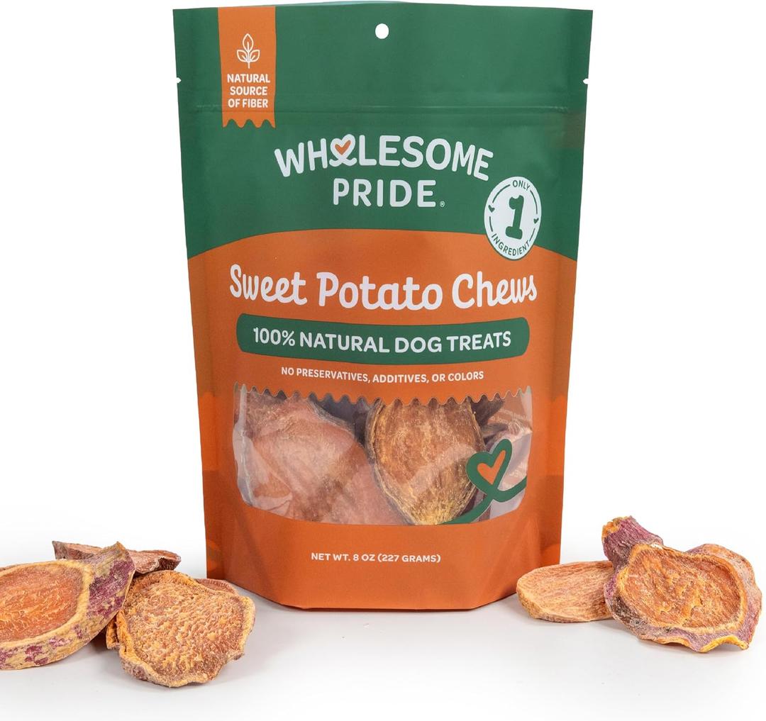 Wholesome Pride Sweet Potato Chews 100% All-Natural Single Ingredient Dog Treats, 8 oz (EXP 07/16/26)