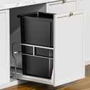 Insputer 8 Gal Pull Out Trash Can Under Cabinet, Heavy Duty Under Sink Garbage Can Kit with Soft-Close Slides for Kitchen, Laundry, Requires Minimum Cabinets Opening 12" W X 18" D (Silver)