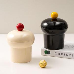 Resin Cookie Jar for Kitchen Counter, Memphis Style Candy Jar with Lid Decorative Cookie Storage Canister Kitchen Organizer Canister for Snack, Coffee, Candy (Black Yellow Ball)