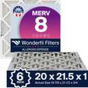 20x21.5x1 MERV 8 (6 Pack) | Wonderfil Filters | Pleated HVAC Design | Perfect Fit for AC & Furnace Systems | Actual Size: 20" x 21.5" x 0.75"