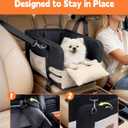 JZXOIVA Console Dog Car Seat & Travel Bed for Small/Medium Dogs, Booster Dog Car Seat with Safety Tether, Non-Slip Base, Washable Cover, Front or Back Seat Pet Carrier Bed, Black