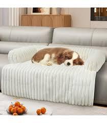 Wn's Day Luxurious Dog Couch Bed, Washable Calming Dog Couch Cover, Removable Couch Protector for Dogs, Waterproof Sofa Bed, Pet Bed Mats for Couch, Pet Couch Covers for Sofa(White, L)