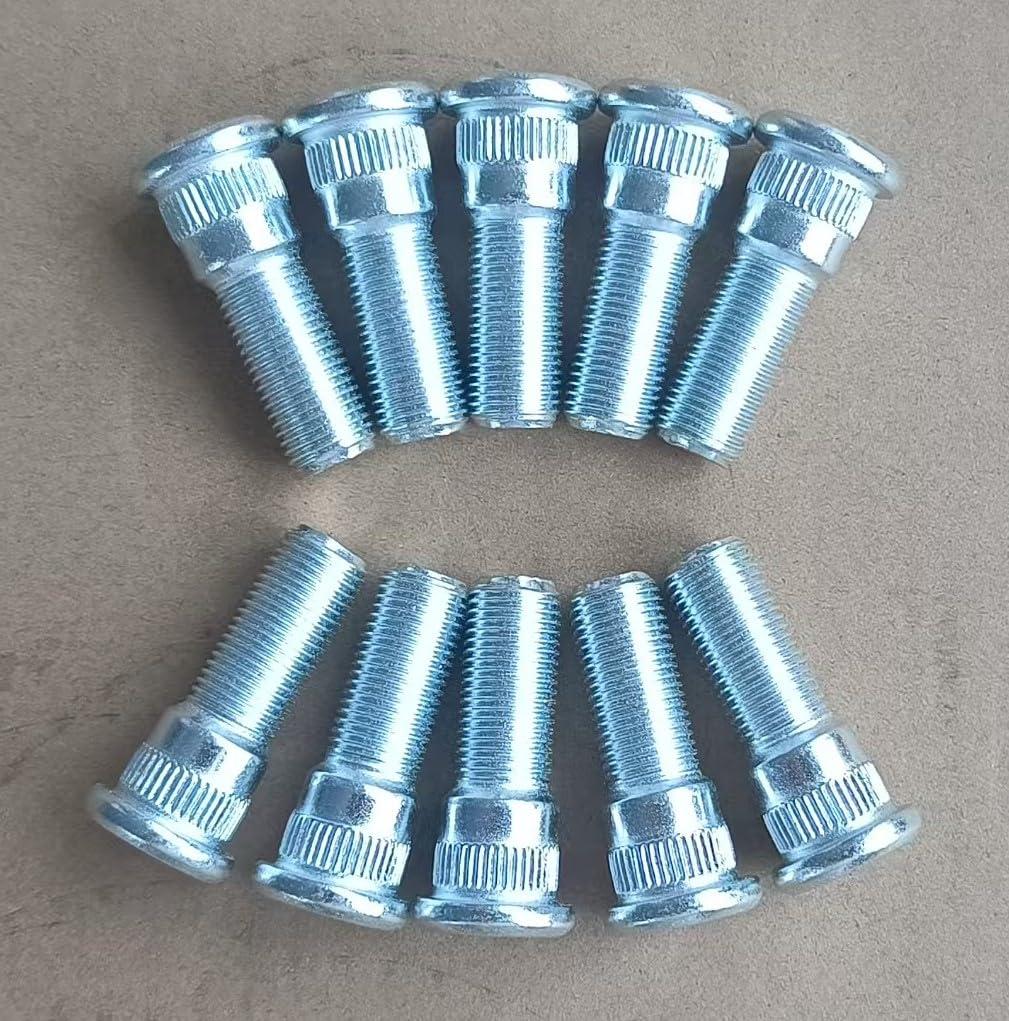 10PCS Bolts 610-109 1/2-20 Serrated Wheel Stud - .625 in. Knurl, 1-5/8 in. Length Replacement for 1964-1973 Jeep DJ, 1949-1983 Ford, 1990-1999 Jeep Cherokee