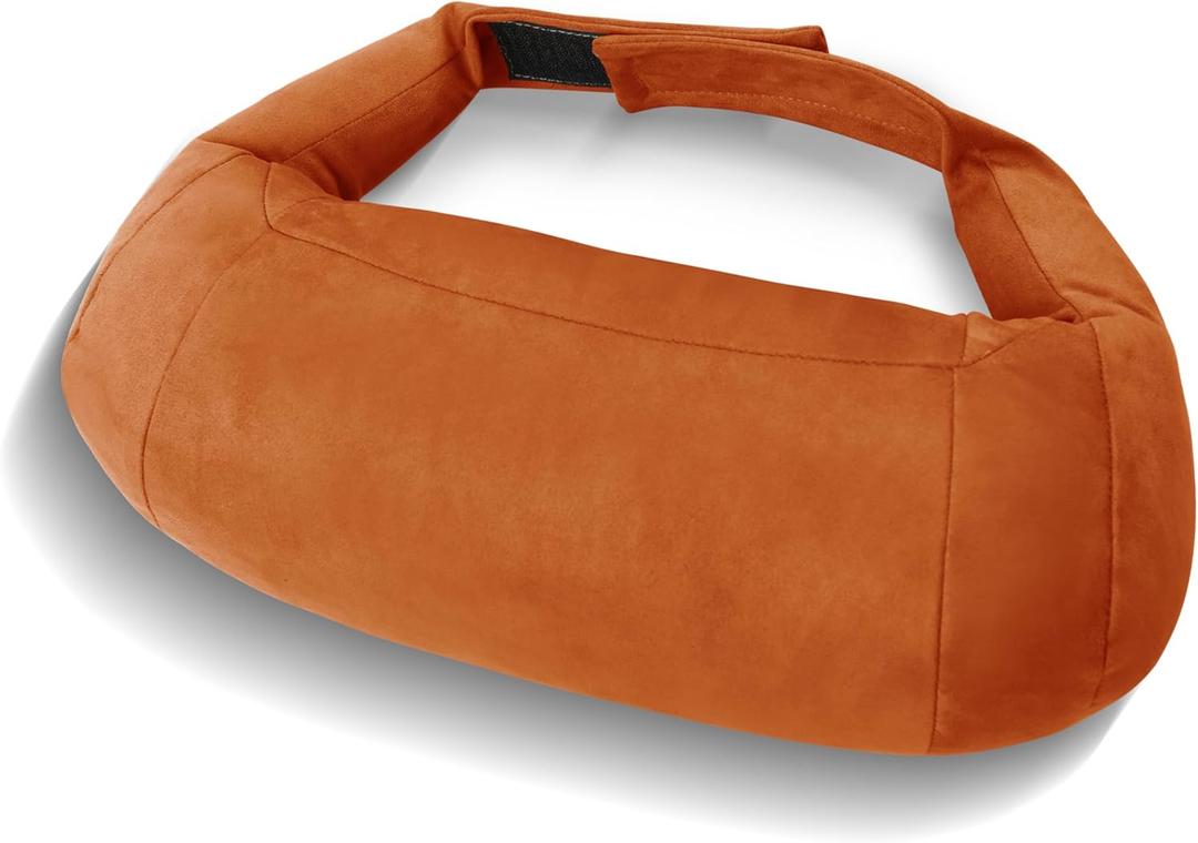 POKSRI 1P Car Neck Pillow for headrests, Suede Support Head Pillows for Driving, Plant-Based Polyester, 11.8x6inch Drive Vehicle Cushion Seats(Ochre Brown)