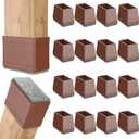 Rectangle Chair Leg Protectors for Hardwood Floors,16 PCS Silicone Covers to Protect Wood Tile Floors Felt Pads Furniture Leg Caps Reduce Noise. Easy to Move.(Brown,1 x 1.25 Inch,Rectangle)