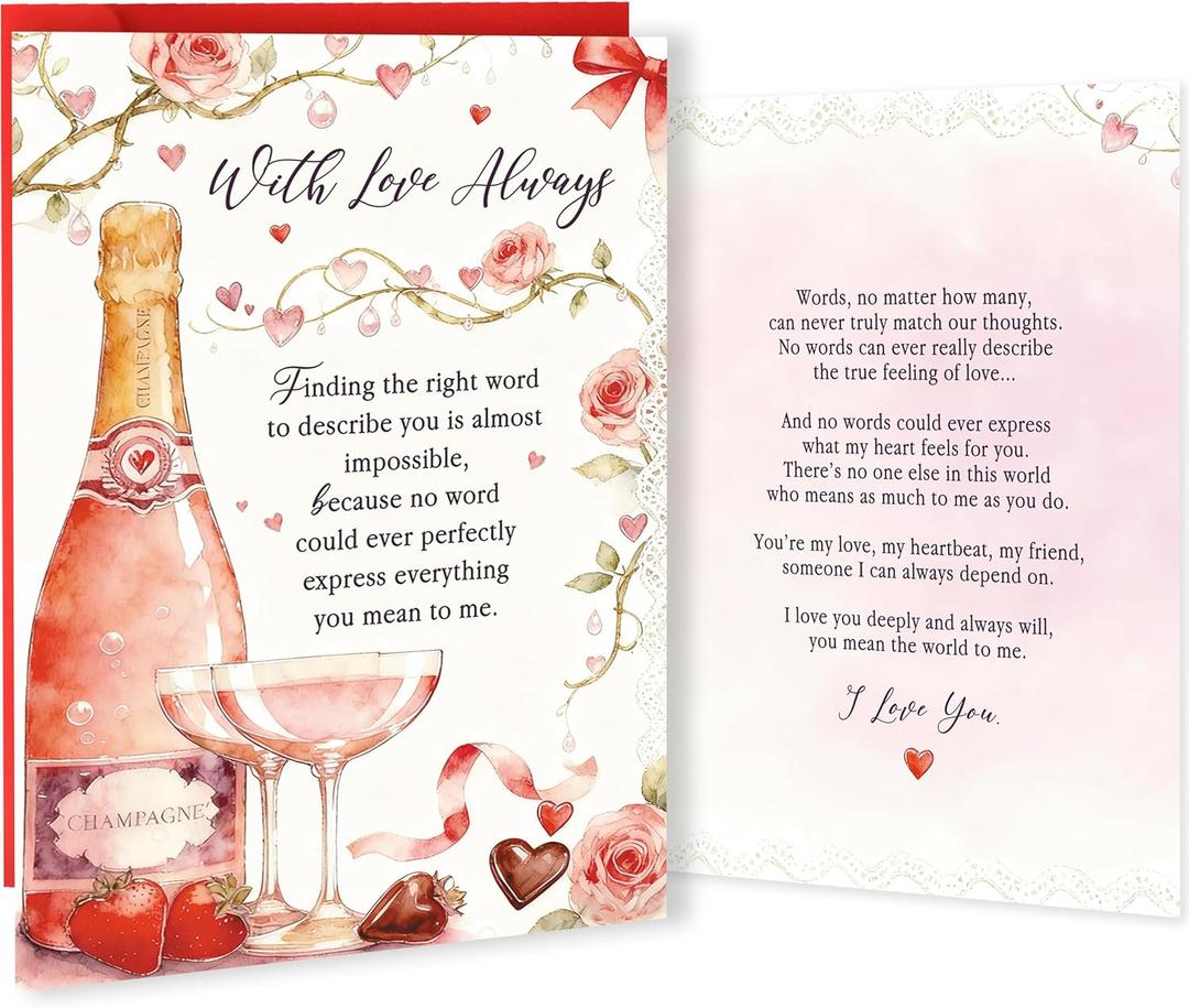 4 x Romantic Valentines Card for Wife,Funny Anniversary Card & Gifts for Women,Love Card for Girlfriend Fiancee (hs-345)