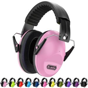 Dr.meter Noise Cancelling Headphones for Kids: EM100 SNR27.4 Kids Ear Protection Earmuffs with Adjustable Headband, Ear Muffs for Noise Reduction in Monster Jam, Concert, Firework, Mowing, Pink