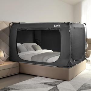 King Size Bed Tent, Portable Sleeping Tents Dream Tents Indoor for Kids and Adult, Blackout 93% Breathable Privacy Space on Bed with Three Doors (Mattress Not Included)
