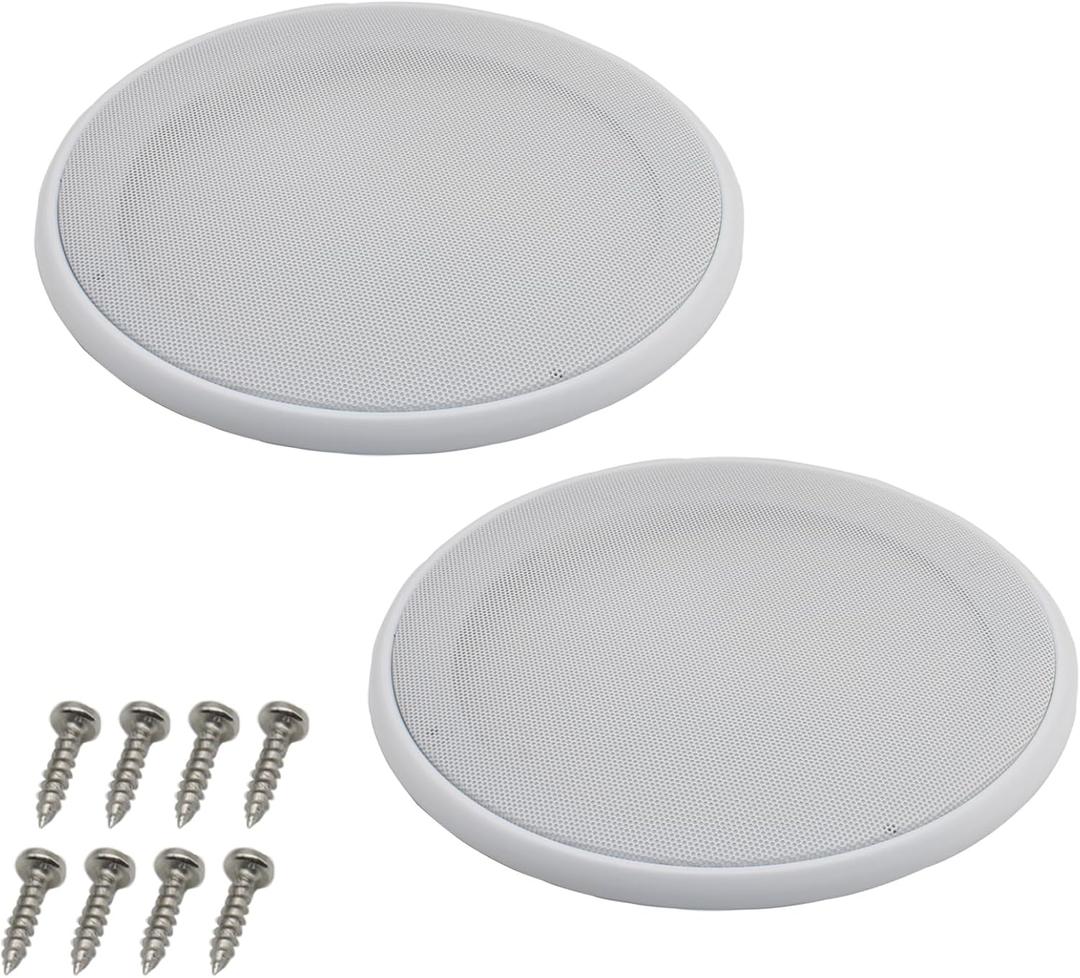 2pcs Round Ceiling Speaker Grill Covers for 8 Inch Speaker with Screws(White)