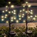 Solar Garden Lights Outdoor Waterproof,Garden Decor Solar Flowers For Outside Decorative,2Pack 2Modes Solar Powered Fairy Outdoor Decorations for Yard Patio Pathway, Gardening Gifts Mothers Day (Warm White)