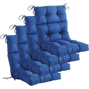 Outdoor Indoor High Back Chair Cushions Set of 4,Waterproof All-Weather Patio Adirondack Rocking Chair Cushions,Seat Back Chair Cushion for Outdoor Furniture with Ties,45x22 Inch, Navy Blue
