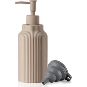 Modern Matte White Soap Dispenser for Bathroom14oz Ceramic Soft Touch Hand Lotion Dispenser with PumpLiquid soap Dispenser for Kitchen Rubber Paint (Khaki)