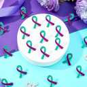 72PCS Suicide Prevention Awareness Enamel Pins Teal Purple Ribbon Lapel Brooch Pins Hope Love Ribbon Badge Pins Sexual Assault Awareness Suicide Prevention Awareness Items