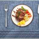 Maxpearl Faux Leather Placemats Set of 6 - Waterproof - Wipe Clean - Heat Resistant - Anti Slip Dining Table Place Mats, Suitable for Indoor & Outdoor Use, 17’’×12’’, Blue