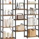 NUMENN Triple Column 4 Tier Bookshelf, Bookcase with 11 Open Display Shelves, Adjustable Rustic Industrial Style Book Shelves, Modern Bookshelves for Bedroom, Living Room and Home Office, Vintage