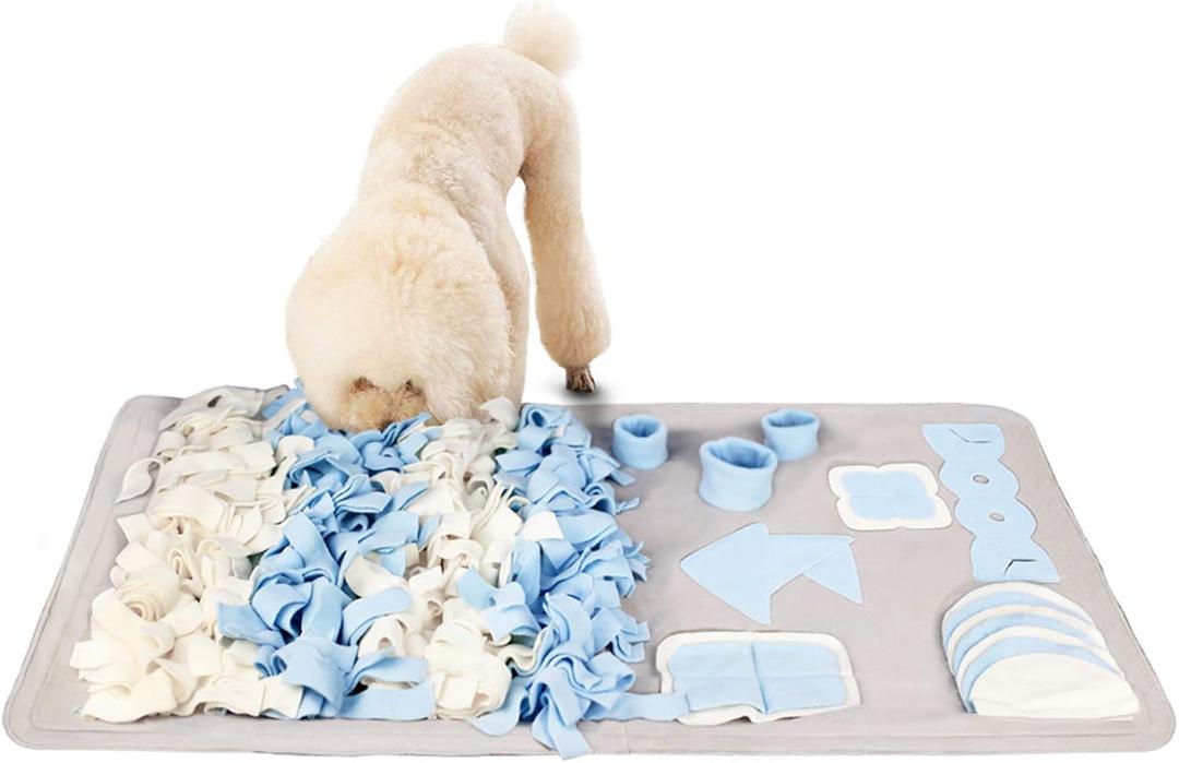 Snuffle Mat for Small Large Dogs Nosework Feeding Mat (23.6" x 39.4") Easy to Fill and Machine Washable Training Mats Pet Activity/Toy/Play Mat, Great for Stress Release - M (Grey)