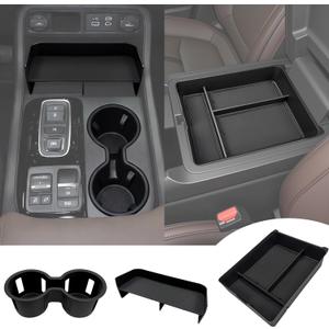 3PCS Center Console Organizer for 2023-2026 Honda Pilot & 2026 Passport Armrest Box Cupholder Insert Secondary Storage Divider Accessories(Console Tray+Armrest Organizer+Cupholder)