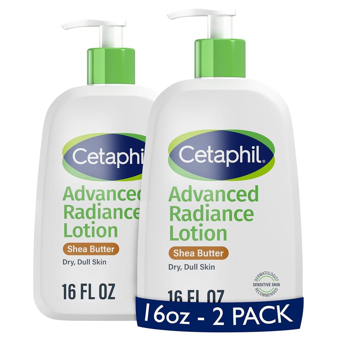 Cetaphil Body Lotion, Advanced Radiance Lotion with Shea Butter for Dry, Sensitive Skin, 16 oz, Pack of 2, Fragrance Free, Hypoallergenic, Non-Comedogenic