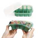 haakaa Silicone Baby Food Freezer Tray with Lid by haakaa - Perfect Storage Container for Homemade Baby Food, Vegetable & Fruit Purees, and Breast Milk, Pea Green