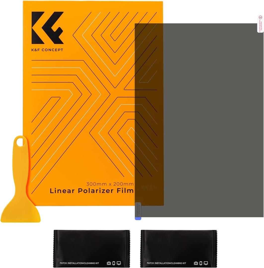 K&F CONCEPT Linear Polarizing Film 7.87x11.81 inches A4 Polarized Film Sheets Optical 20x30cm for Screen Educational Physics