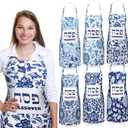 Glitopper 6 Pieces Passover Kitchen Apron Passover Pesach Designed Apron for Seder Gifts Decor(East Embroidery)