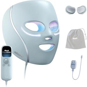 Shark CryoGlow LED Face Mask with Under-Eye Cooling, Anti-Ageing & Blemish Repair, Red & Blue LED, Infrared Light Therapy, USB-C, Remote Control, Storage Bag, Blue Frost, FW312