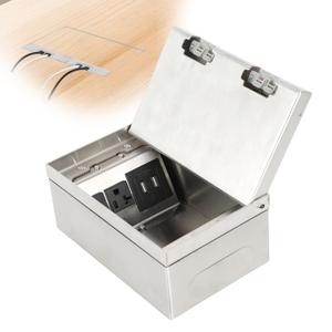 Recessed Flat Hidden Socket Kit Floor Electrical Outlet Floor Socket Panel with 20A 4AC + 2 USB-A + 1 Type C +2 CET6 Floor Outlet Box Recessed Hidden Outlet Connectivity Box(Silver-4 AC+USB+2 CAT6)