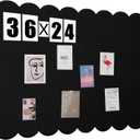 Mooliwe Scalloped Felt Bulletin Board 36 x 24 Inches Foldable Black Pin Cork Board Alternative for Wall, 3' x 2' Trifold Picture Vision Self Adhesive Bulletin Decorative