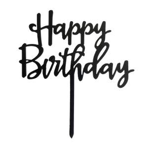 Happy Birthday Cake Topper, Black
