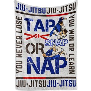 Jiu Jitsu Gifts, Jiujitsu Gifts for Men, Master, Instructor, BJJ Throw Blanket 50"x65", Soft Cozy Throw Blanket for Couch Bed Sofa Travelling Camping, White